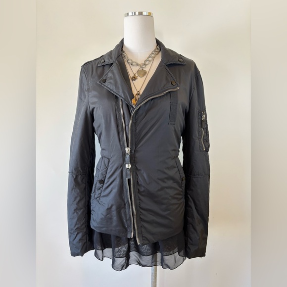 All Saints Jackets & Blazers - All Saints Black Grunge Asymmetric Biker Rocker Jacket